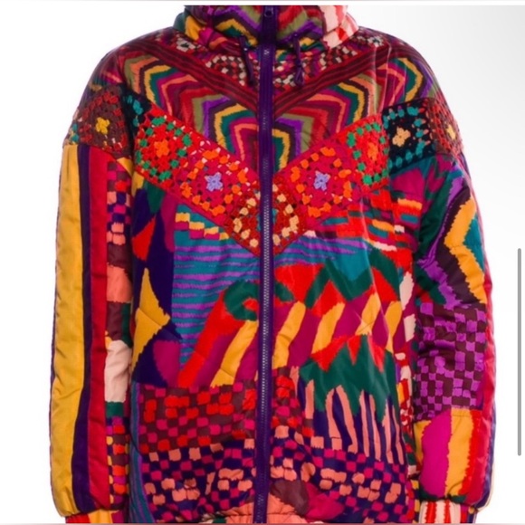 Farm Rio Abstract Patches Reversible Puffer Jacket - Picture 5 of 10